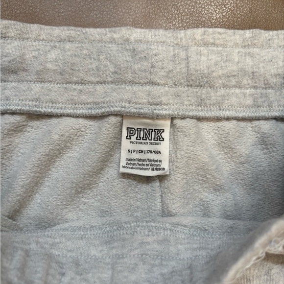 PINK Victoria's Secret Light Gray Jogger Pants with Black Drawstring - Picture 3 of 5